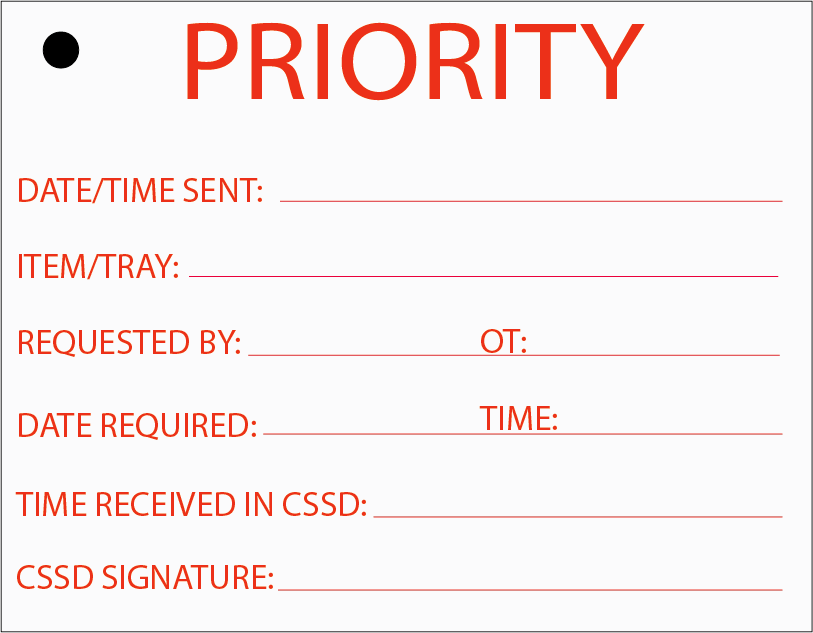 PRIORITY - 70 x 90 - Red Print on White, 100 per pack with ties
