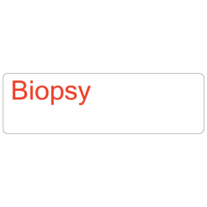 Red BIOPSY - 40 x 12, PAPER, Red print on White Label. 800 per roll