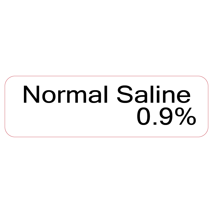 Normal Saline 0.9%, 40 x 12, PAPER, Black print on White Label, 800 per roll