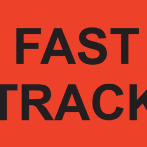 FAST TRACK- 70 x 40, PAPER, Black print on Red Label, 500 Per roll