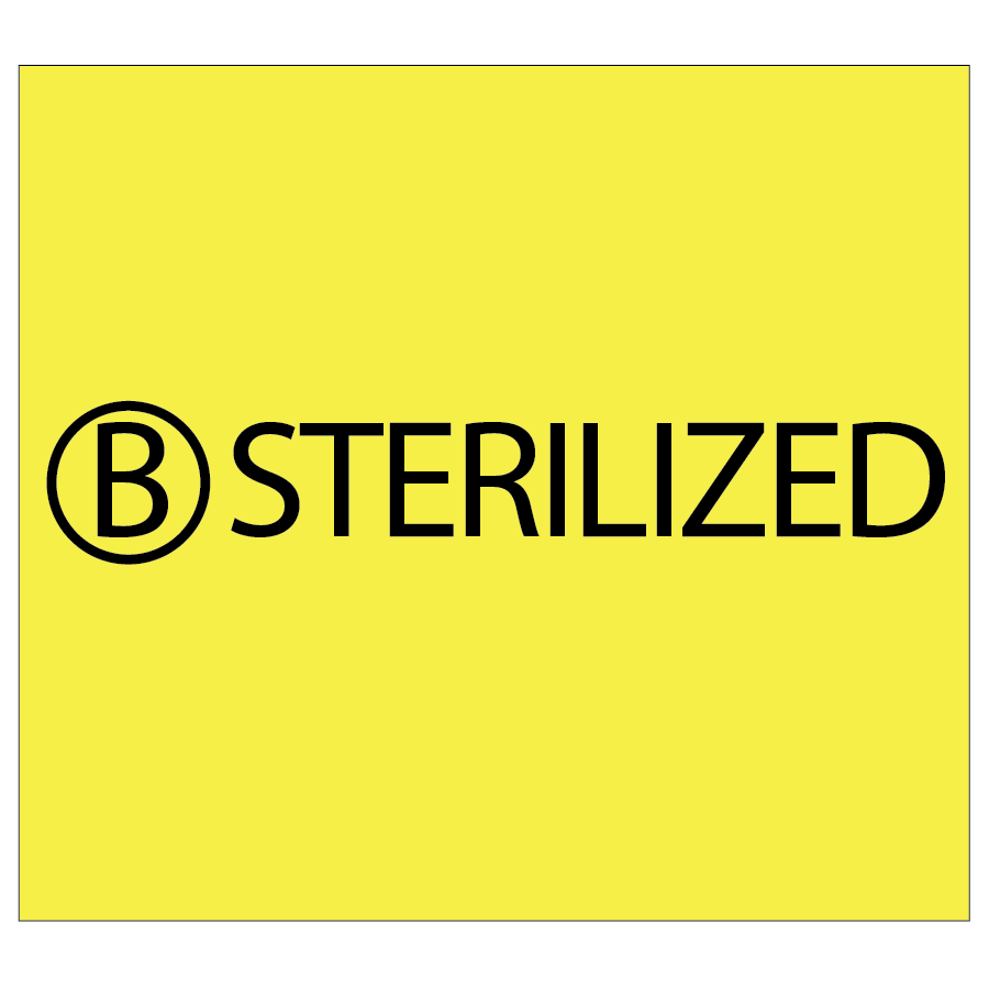 STERILIZED LABEL - Black print on Yellow Label 1500/rl
