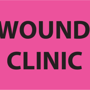 WOUND CLINIC -27mm x 36mm, PAPER, Black Print on Pink label, 400 per roll