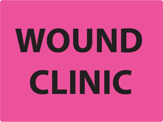 WOUND CLINIC -27mm x 36mm, PAPER, Black Print on Pink label, 400 per roll