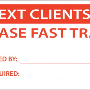 EXT CLIENTS - 70 x 90, Red Print on White, 100 per pack with ties