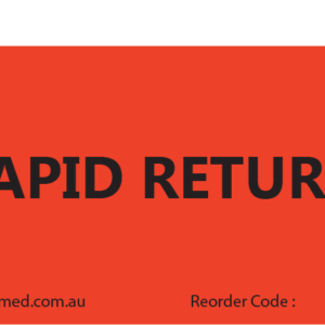 RAPID RETURN -70 x 40, PAPER, Black print on Fluoro Red Label, 500 Per roll