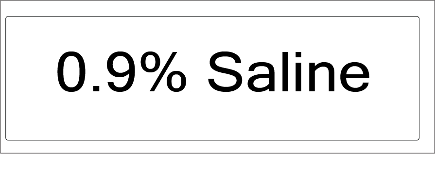 0.9% Saline, 40 x 12, PAPER, Black print on White Label, 800 per roll