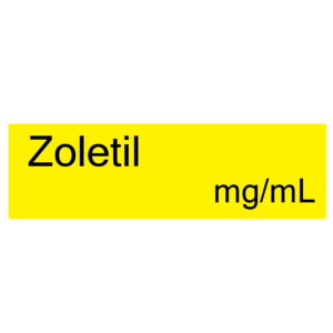 Zoletil mg/mL - 40 x 12, PAPER, Black print on Yellow Label, 800 per roll