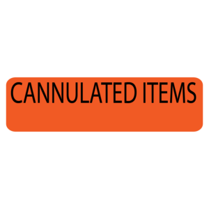 CANNULATED ITEMS - 40 x 12 , PAPER, Black print on Fluoro Orange Label, 800 per roll