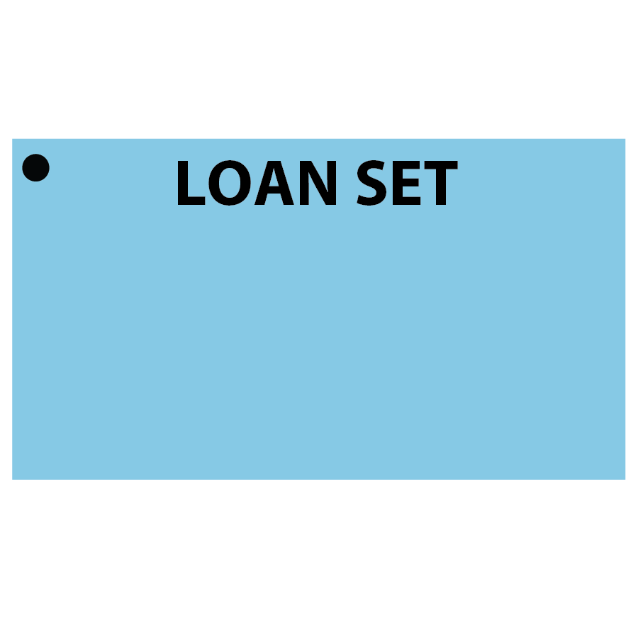 LOAN SET - 50 x 90, Black Print on Blue, 100 per pack with ties