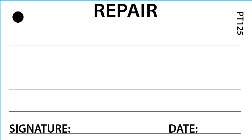 REPAIR- 50 x 90, Black print on White - 100 per pack with ties