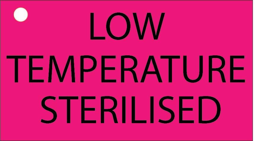 LOW TEMPERATURE STERILISED - 50 x 90, Black print on Pink, 100 per packet with ties