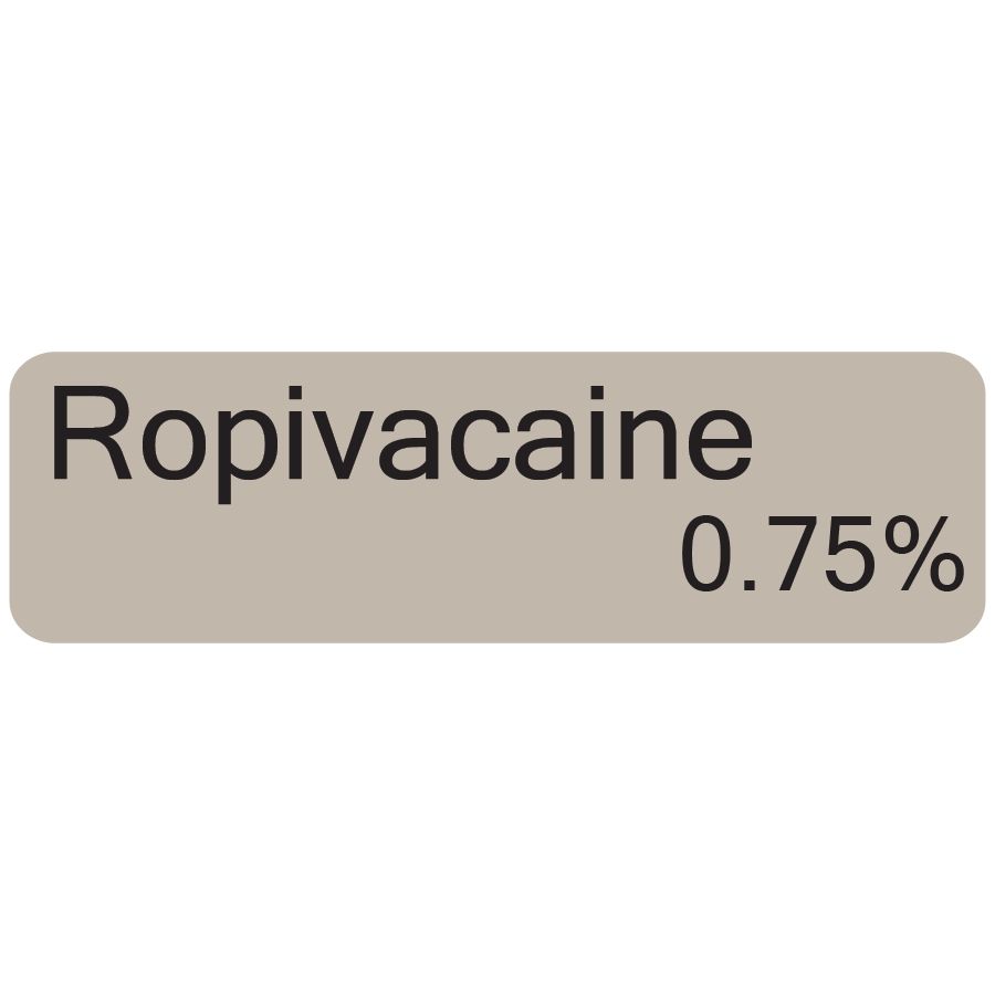 Ropivacaine 0.75% - 40 x 12, PAPER, Black print on Grey Label, 800 per roll
