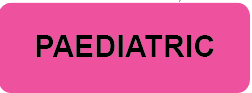 PAEDIATRIC- 70 x 25, Paper, Black print on Fluoro Pink Label, 500 per roll