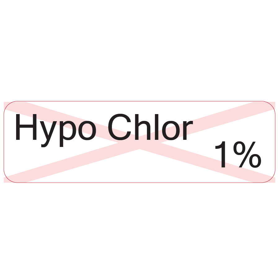 Hypo Chlor 1% - 40 x 12, PAPER, Black print on St Andrew's watermark Label, 800 per roll