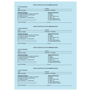 #410 200 x 69mm - 4 Matt Turquoise,PMS 317, permanent, 100 sheets SPEECH PATHOLOGY