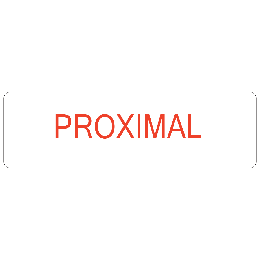 Proximal- 40 x 12, PAPER, Red print on White Label. 800 per roll