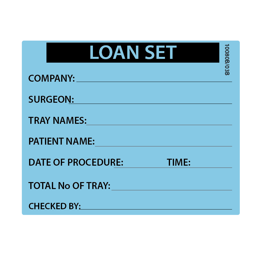 LOAN SET - PAPER, 100 x 80, Black print on Blue label, 400 per roll