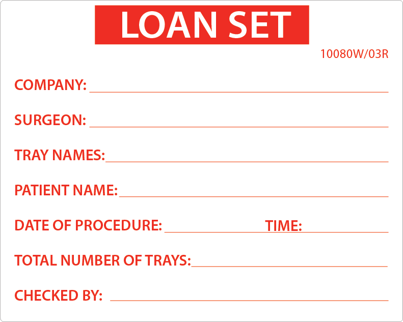 Loan Set - PAPER, 100 x 80, Red Print on White Label, 400 per roll