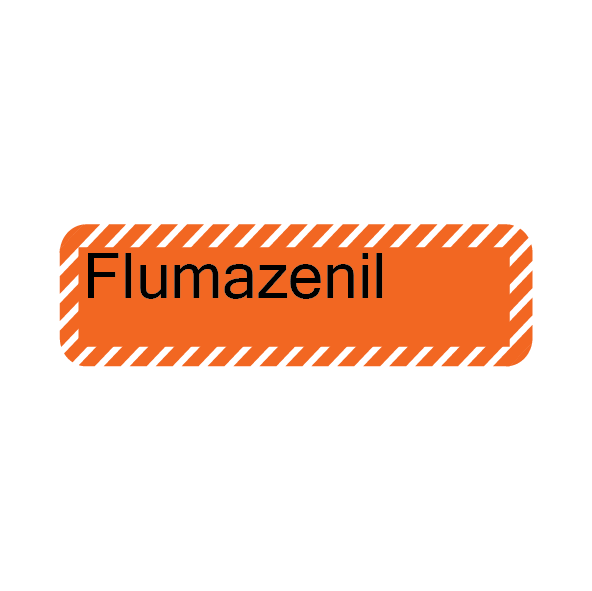 Flumazenil - 40 x 12, PAPER, Black print on Orange Label with White Diagonal stripes, 800 per roll