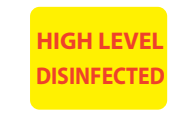 HIGH LEVEL DISINFECTED - 27x36mm, Paper, Red Print on Yellow Label, 500/roll