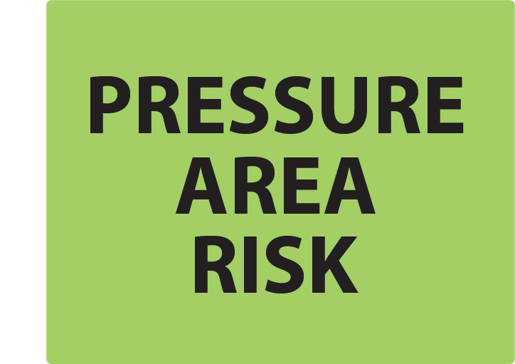 PRESSURE AREA RISK - 27mm x 36mm, PAPER, Black print on Green label , 400 per roll.