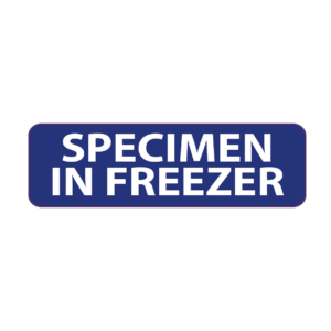 SPECIMEN IN FREEZER - 40 x 12, PAPER, White label DARK Blue print reversed, 800 per roll