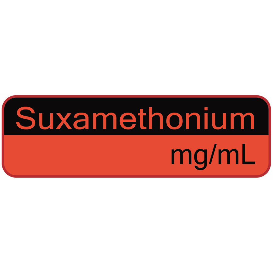 Suxamethonium mg/mL, 40 x 12, PAPER, Black/Red reversed print Label, 800 per roll