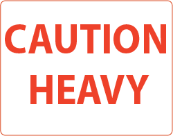 CAUTION HEAVY - 55 x 43, PAPER, Red print on White Label, 400 per roll