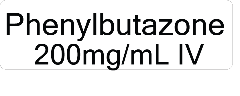 Phenylbutazone 200mg/mL IV 40 x 12, PAPER, Black print on White Label, 800 per roll