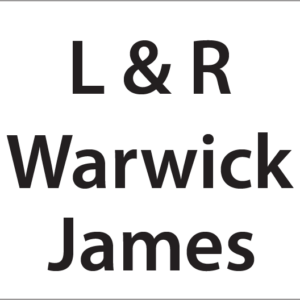 L & R Warwick James -27mm x 36mm Black Print on White Label, 400 per roll