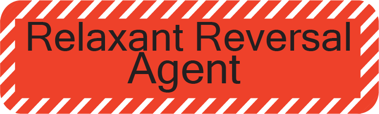 RELAXANT REVERSAL AGENT, 40 x 12, PAPER, Black print on Red Label with White Diagonal stripes, 800 per roll
