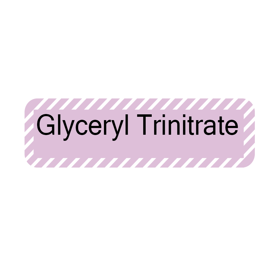 Glyceryl Trinitrate, 40 x 12, PAPER, Black print on Violet/White diag stripe Label, 800 per roll