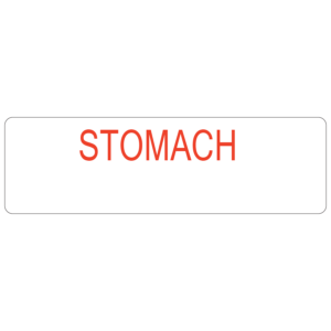 STOMACH - 40 x 12, PAPER, Red print on White Label. 800 per roll