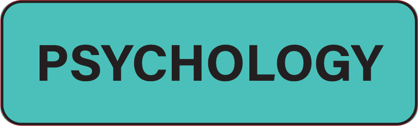 PSYCHOLOGY - 40 x 12, PAPER, Black print on Teal Label, with Black Border, 800 per roll