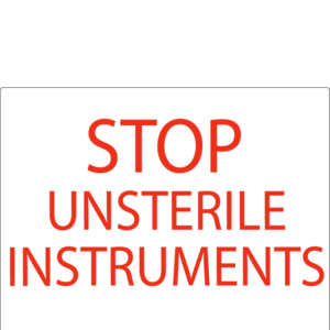 STOP UNSTERILE INSTRUMENTS -43mm x 55mm Red Print on White Label, 400 per roll