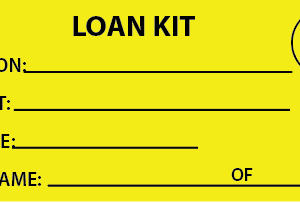 LOAN KIT - 110 x 50, Black print on Yellow Tag, 100 per pack with ties