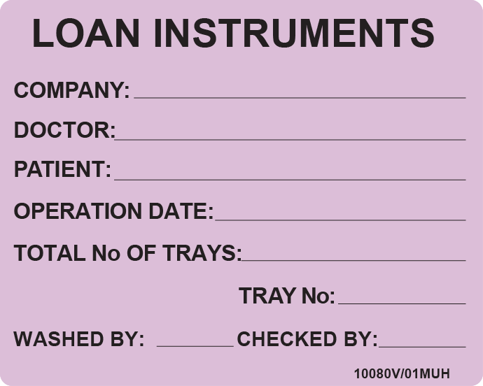 LOAN INSTRUMENTS -100 X 80, PAPER, Black Print on Violet label, 400 per roll