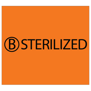 STERILIZED LABEL - Black print on ORANGE Label 1500/rl