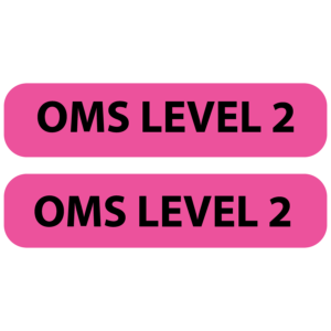 OMS LEVEL 2 - Black on Pink 8 x 35 mm 2up 1,000 Per Roll ML/