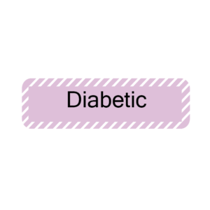 Diabetic- 40 x 12, PAPER, Black on violet & white diagonal stripe label, 800 per roll