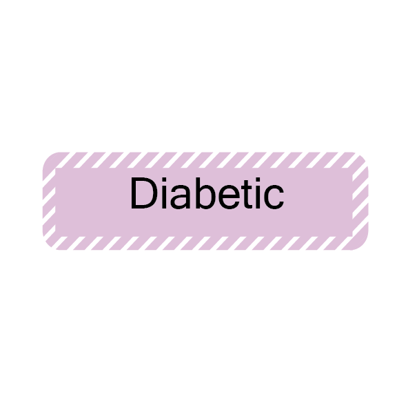 Diabetic- 40 x 12, PAPER, Black on violet & white diagonal stripe label, 800 per roll