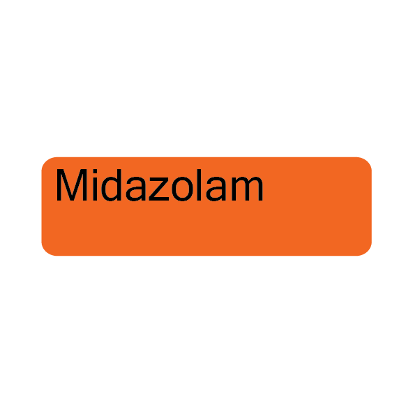 Midazolam, 40 x 12, PAPER, Black print on Orange Label, 800 per roll,
