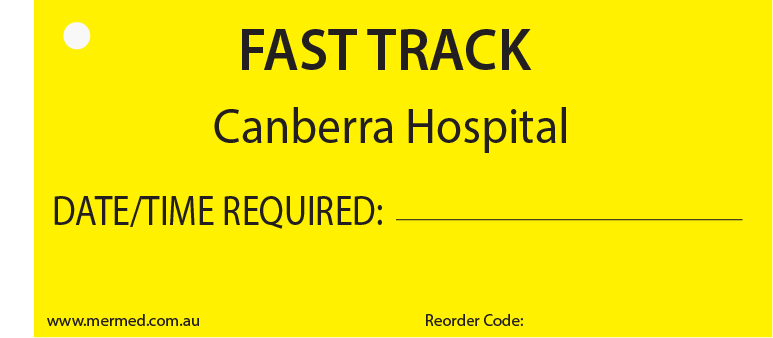 FAST TRACK - 110 x 50, Black print on Yellow Tag, 100 per pack with ties