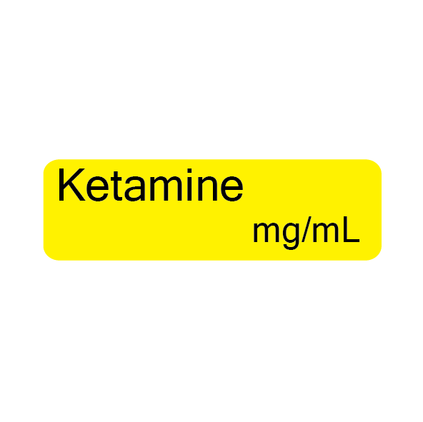 Ketamine mg/mL , 40 x 12, PAPER, Black print on Yellow Label, 800 per roll