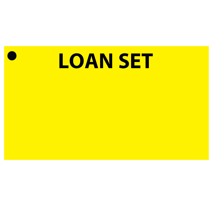 LOAN SET - 50 x 90, Black Print on Yellow, 100 per pack with ties