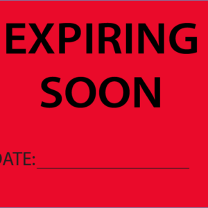 EXPIRING SOON -PAPER, 100 x 80 Black print on Fluoro Red Label, - 400 per roll