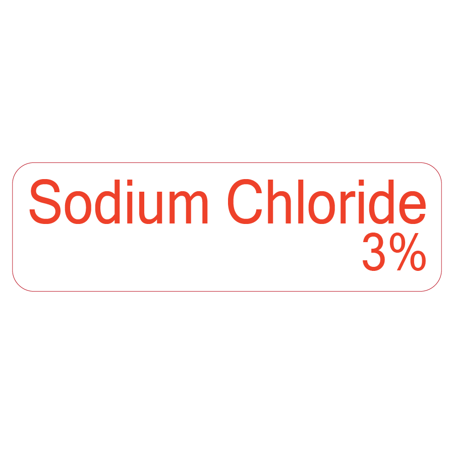 Sodium Chloride 3%, 40 x 12, PAPER, Red print on White Label, 800 per roll