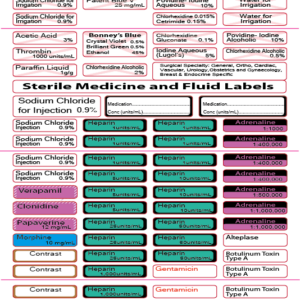 Medical and Fluid Lines Various- 101 Labels per page Sterile label Sheet- 40 x 12mm; 20 x 40mm; 20 x 55mm; 84 x 17mm;171 x 12mm- Polypropylene, with Acrylic Perm Adhesive. 1 per pouch 100 per box. GAMMA Sterilised, 3 FOLD