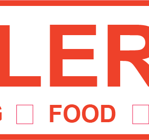 ALERT, 70mm x 25mm, PAPER, Red Print on White Label, 500 per roll