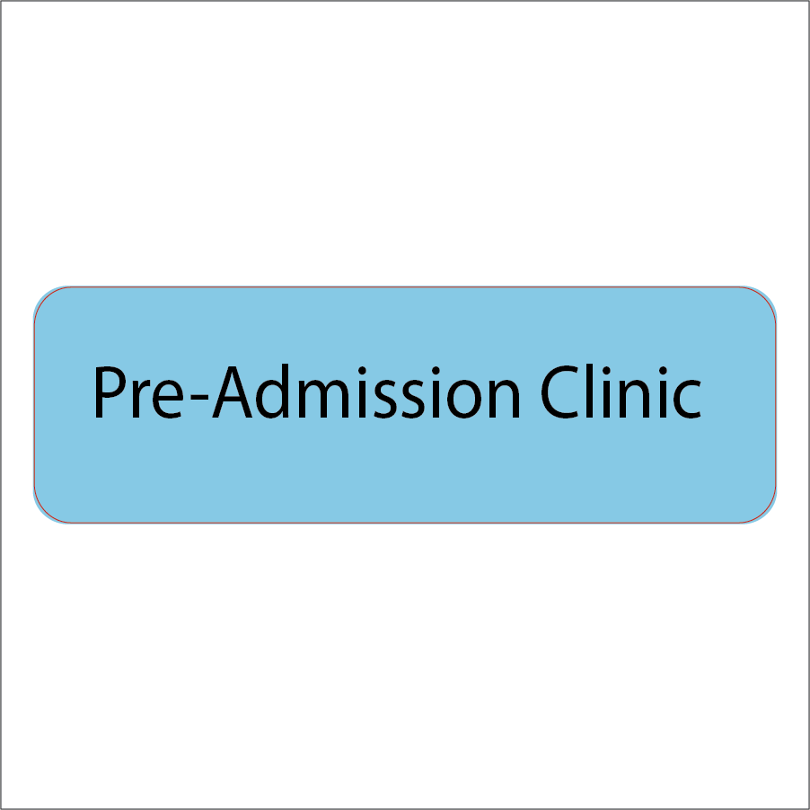 Pre-Admission Clinic - 12x40mm, PAPER, Black print on Blue Label, 800 per roll